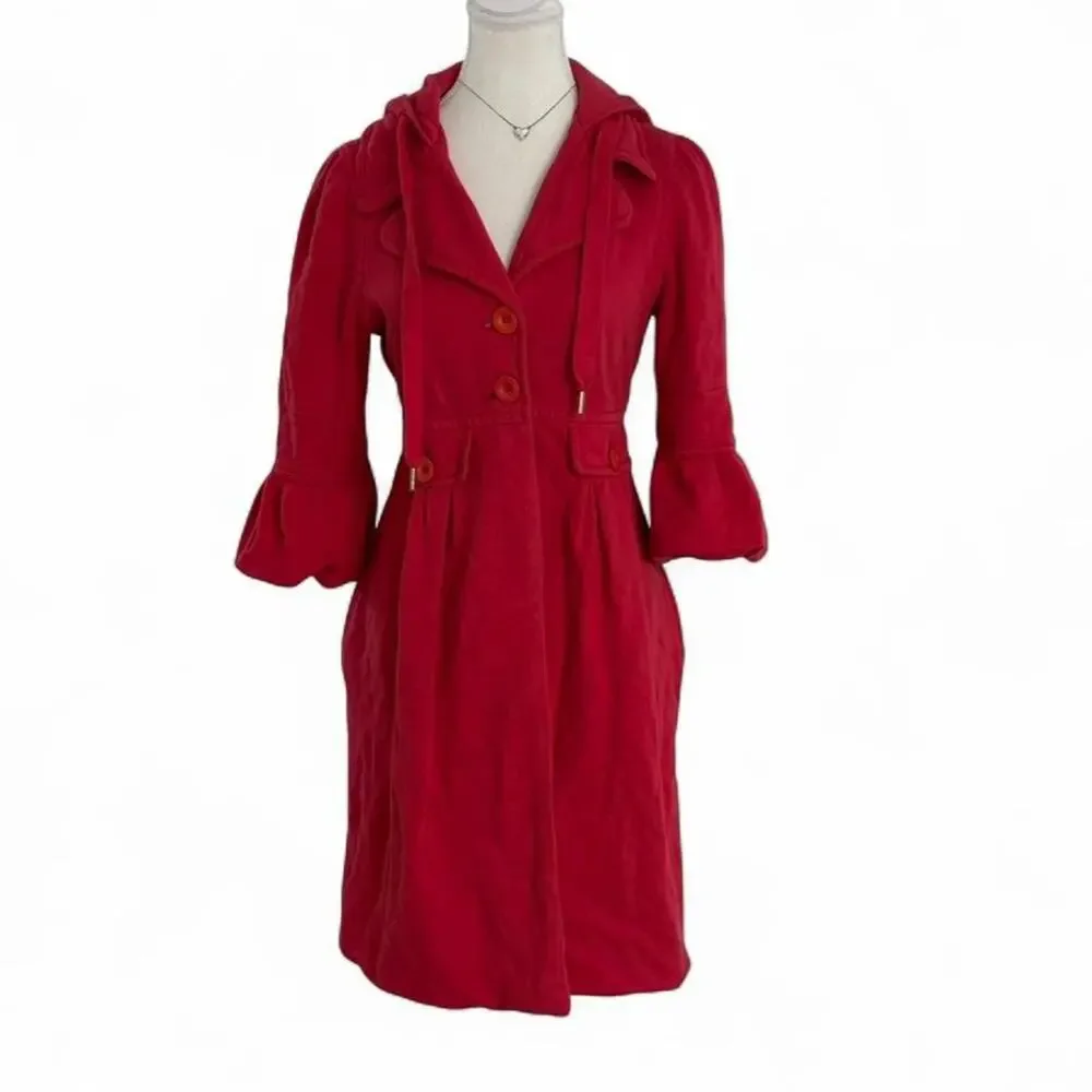 Vintage Rare Juicy Couture Red 100%Cotton Coat Super Beautiful Womens Size Small